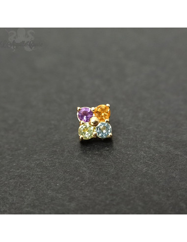 Accessoire orné de citrine, péridot, améthyste et topaze bleue en Or 18 carats, pour bijou en 1 ou 1.2 mm