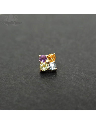 Accessoire orné de citrine, péridot, améthyste et topaze bleue en Or 18 carats, pour bijou en 1 ou 1.2 mm