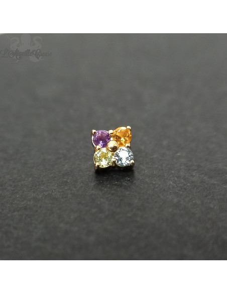 Accessoire orné de citrine, péridot, améthyste et topaze bleue en Or 18 carats, pour bijou en 1 ou 1.2 mm