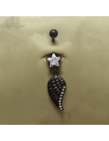 Bijou de nombril Aile pvd noir