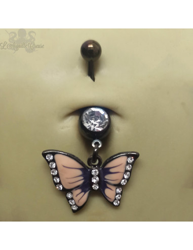 Bijou de nombril Papillon pvd noir