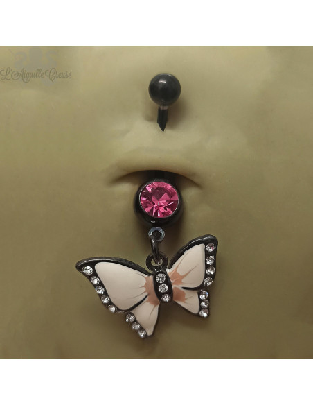 Bijou de nombril Papillon pvd noir