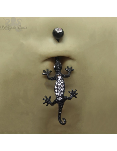 Bijou de nombril Salamandre pvd noir