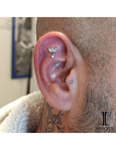 Marquise en or blanc 14 carats et zircons premium Threadless - Invictus