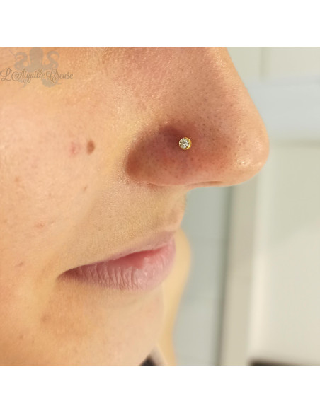 Cabochon de zircon en titane pvd or Threadless