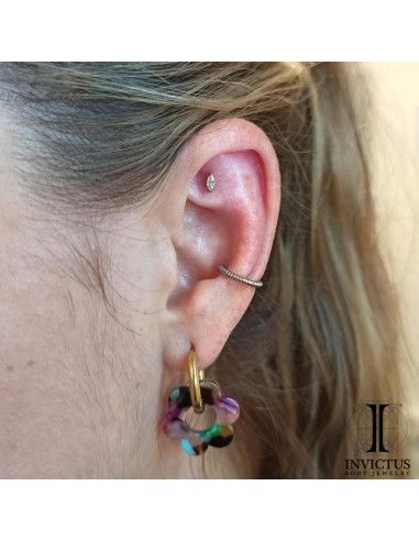 Marquise Invictus en titane pvd gold et zircon premium - threadless