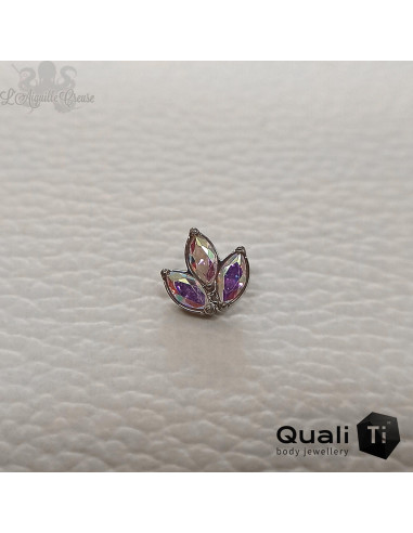 Marquise 3 pétales QualiTi en titane & zircons premium- pour 1 ou 1.2 mm