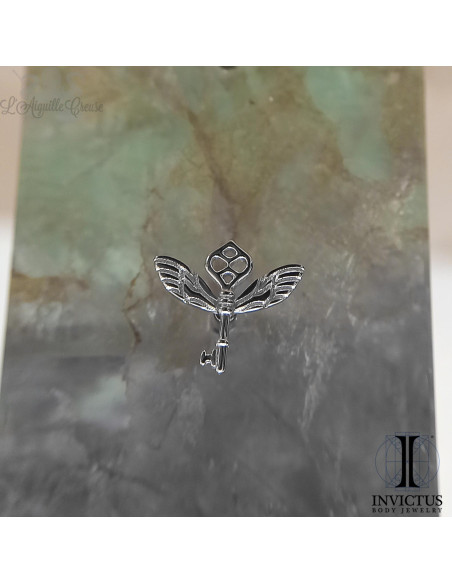 Clef ailée en or blanc 14 carats  Threadless - Invictus
