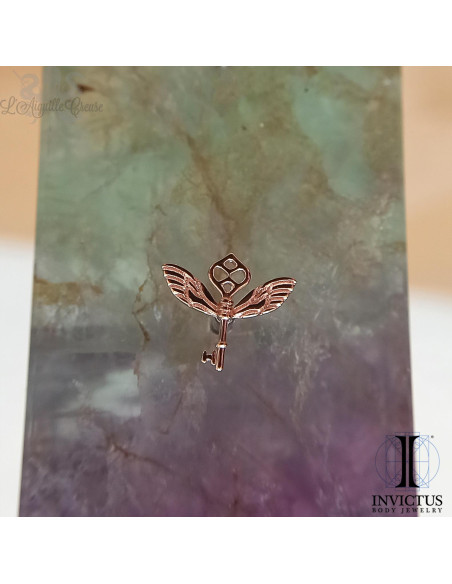Clef ailée en or rose 14 carats  Threadless - Invictus