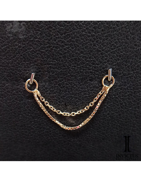 Double chainette dépareillé en or jaune 14 carats Invictus