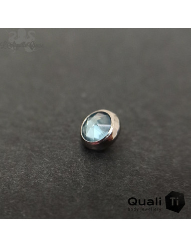 Accessoire QualiTi en zircon bleu clair aqua et titane - pour 1 ou 1.2 mm