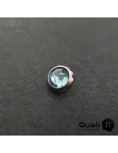 Accessoire QualiTi en zircon bleu clair aqua et titane - pour 1 ou 1.2 mm