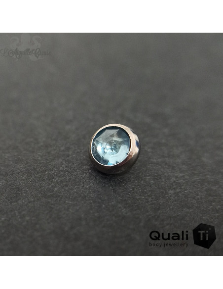 Accessoire QualiTi en zircon bleu clair aqua et titane - pour 1 ou 1.2 mm