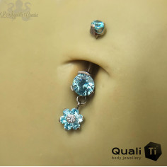 Bijou de nombril QualiTi en Titane implantable et zircons