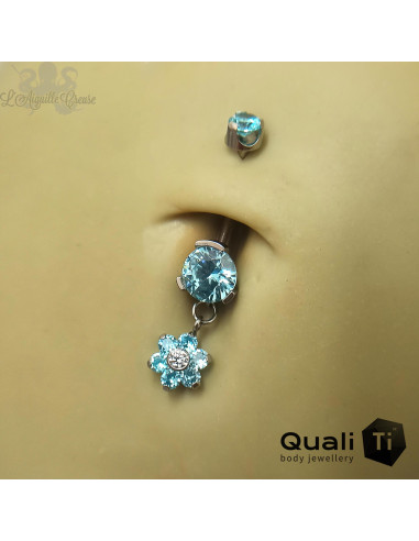 Bijou de nombril QualiTi en Titane implantable et zircons