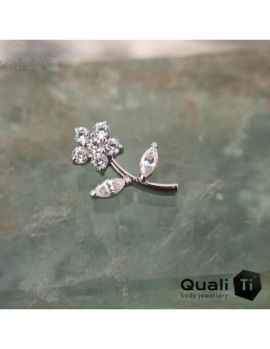 Fleur QualiTi en titane et zircons premiums, pour 1 ou 1.2 mm