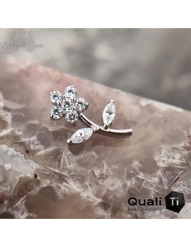 Fleur QualiTi en titane et zircons premiums, pour 1 ou 1.2 mm