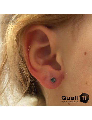 Accessoire QualiTi en zircon bleu clair aqua et titane - pour 1 ou 1.2 mm