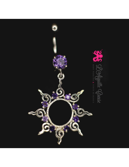 Bijou de nombril Soleil en argent 925, banane en acier chirurgical