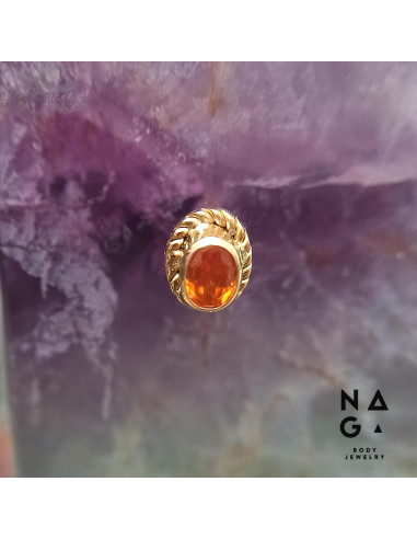 Grenat Spessartine et or jaune 18 carats  threadless - NAGA BODY JEWELRY