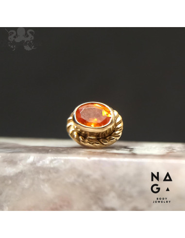 Grenat Spessartine et or jaune 18 carats  threadless - NAGA BODY JEWELRY