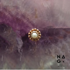 Perle et or rose 18 carats  threadless - NAGA BODY JEWELRY 2