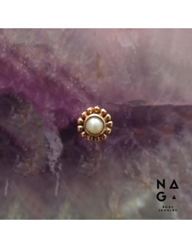 Perle et or rose 18 carats  threadless - NAGA BODY JEWELRY