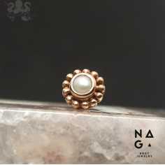 Perle et or rose 18 carats  threadless - NAGA BODY JEWELRY