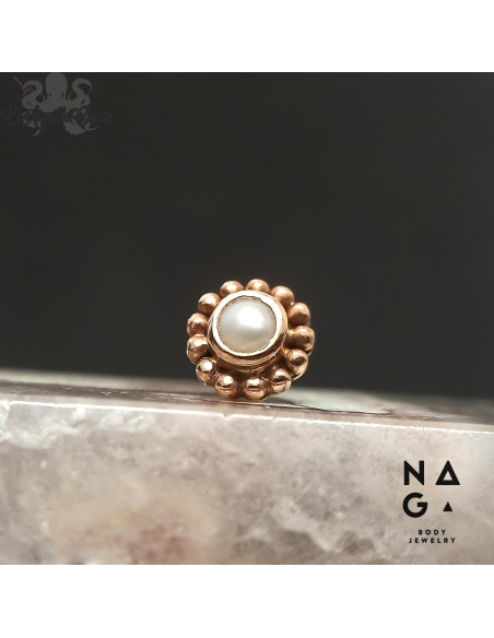 Perle et or rose 18 carats  threadless - NAGA BODY JEWELRY