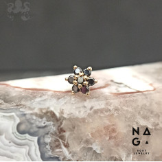 Fleur de Diamants noirs et or jaune 18 carats  threadless - NAGA BODY JEWELRY 2