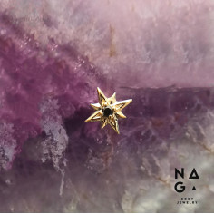 Etoile en or jaune 18 carats et son diamant noir - threadless - NAGA BODY JEWELRY 2