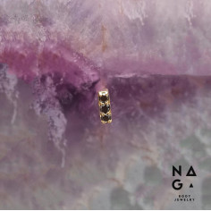 Baguette de Diamants noirs et or jaune 18 carats  threadless - NAGA BODY JEWELRY