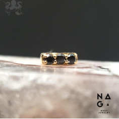 Baguette de Diamants noirs et or jaune 18 carats  threadless - NAGA BODY JEWELRY 2