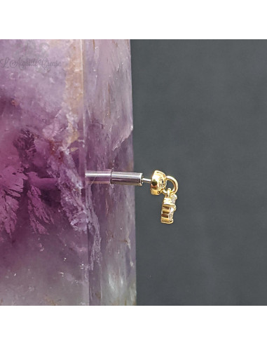 Trio en or jaune 18 carats et zircons Threadless pour hélix vertical