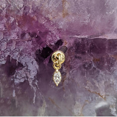 Marquise en or jaune 18 carats et zircon Threadless pour hélix vertical