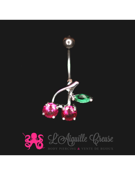 Bijou de nombril Cerises en argent 925, banane en titane g23
