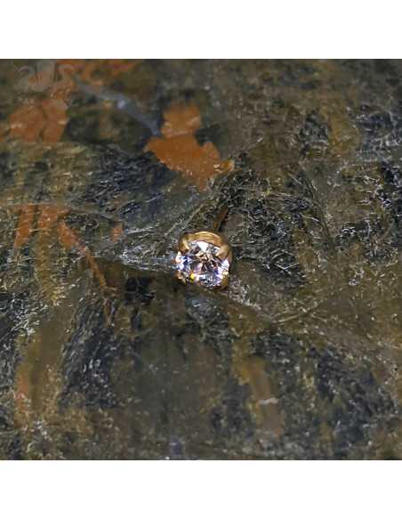 Zircon griffé en titane pvd or - Threadless