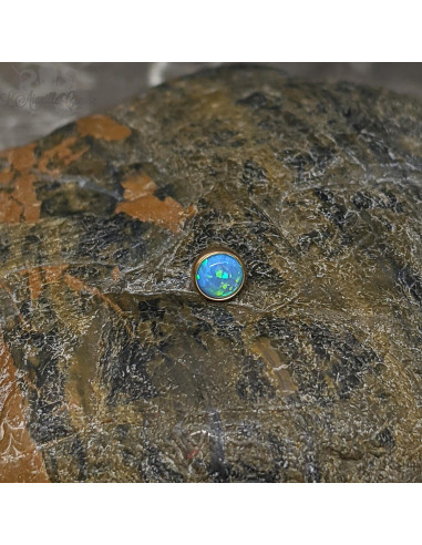 Cabochon en titane pvd gold d'opale synthétique - Threadless