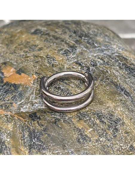 Anneau double segmenté en titane, ouverture facile