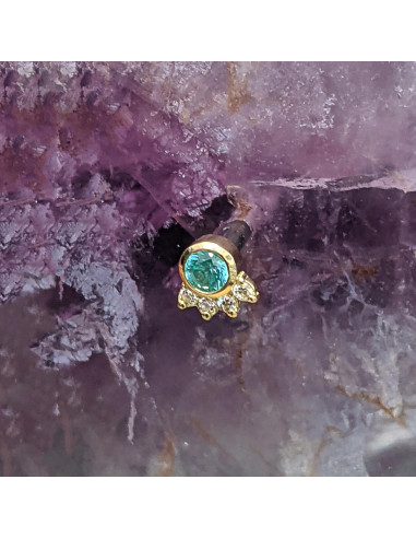 Accessoire en or jaune 18 carats, pierre fine et zircons Threadless