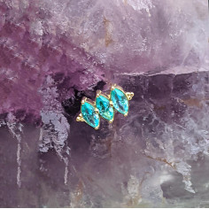 Triple marquise en or jaune 18 carats et pierre fine Threadless 2