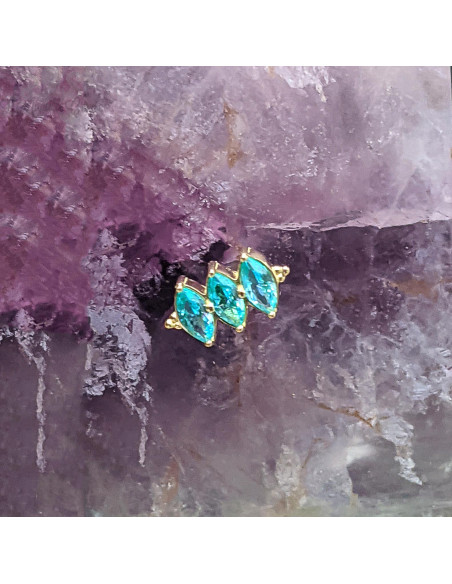 Triple marquise en or jaune 18 carats et pierre fine Threadless