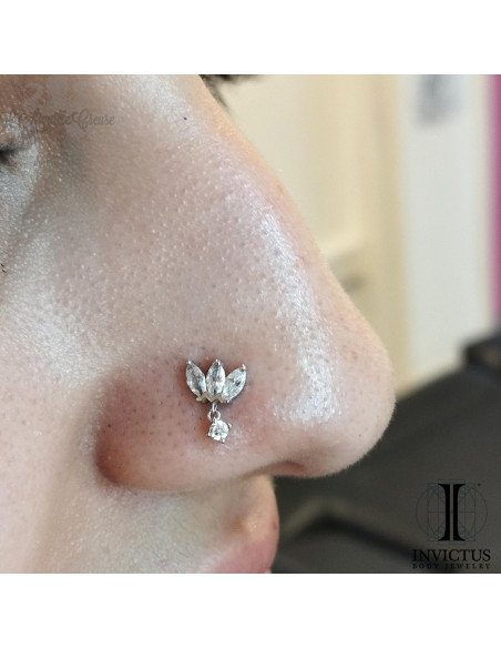 Marquise en or blanc 14 carats et zircons premium Threadless - Invictus