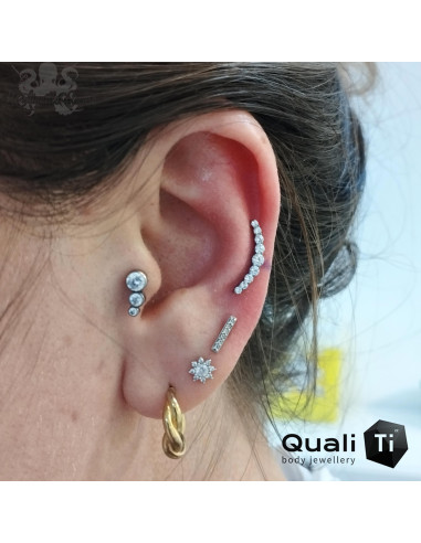 Accessoire QualiTi en titane & 3 zircons CURVE- pour 1 ou 1.2 mm