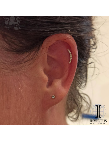 Barre curve en or 14 carats et zircons premium Threadless - Invictus