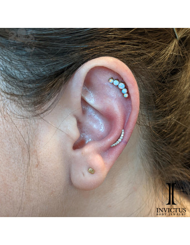 Barre curve en or 14 carats et zircons premium Threadless - Invictus