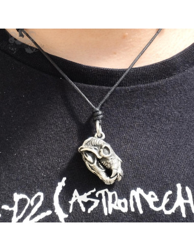Collier  Tête d'ours en bronze blanc