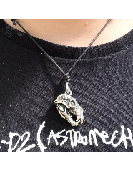 Collier  Tête d'ours en bronze blanc