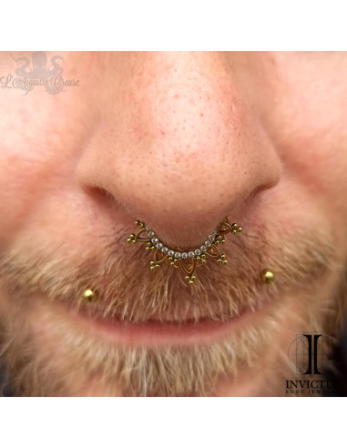 Anneau segmenté en titane et zircons premiums Invictus , ouverture facile