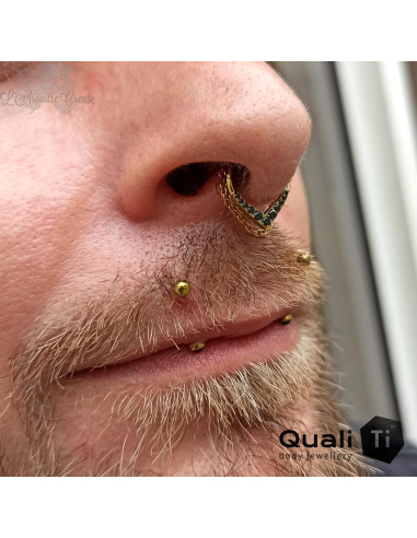 Bijou en titane pvd gold Invictus  double chainette- threadless